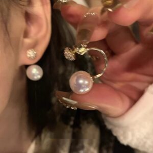 Hanging On Back Of Ear Fashion Temperamental Pearl Stud Earrings Women