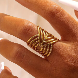 Fashion European And American Style Geometric Ring Female Stainless Steel Ins Cold Wind