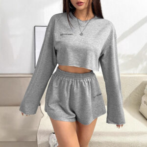 Women's Long-sleeved T-shirt Short Suit