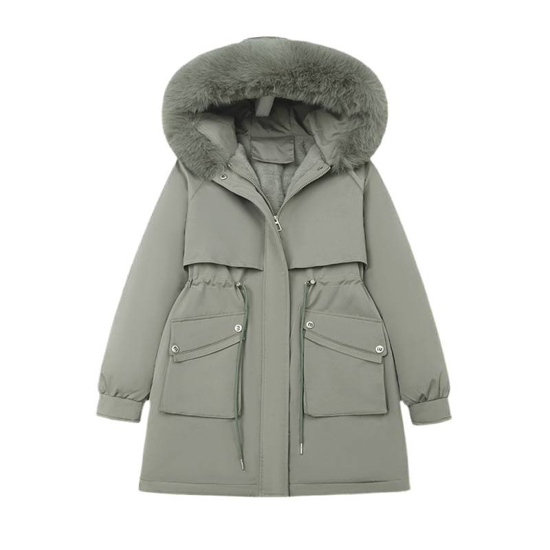 Women's Winter Fur-Lined Hooded Parka Coat Mid Length Down - Image 3