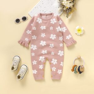 Baby Little Flower Knitted One-piece Rompers Jumpsuit
