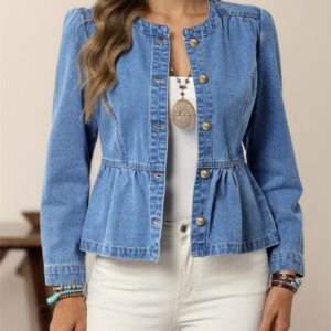 European And American Leisure All-matching Pullover Round Neck Puff Sleeve Top