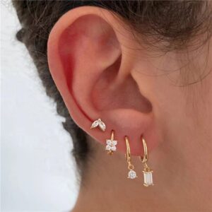Geometric Horse Eye Flower Zircon Temperament Entry Lux Personalized Earrings