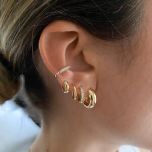 Simple Glossy Round Ring Earrings Suit