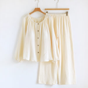 Women's Loose Long-sleeve Long Pants Casual Comfortable Simple Pajama Set